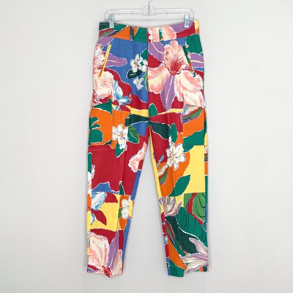 Ralph Lauren Purple Label Pants - Ralph Lauren Collection Vintage Linen Floral Cargo Pant (Sz 6) Purple Label